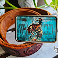 Bungalow Blue Wild West Cowboy Belt Buckle