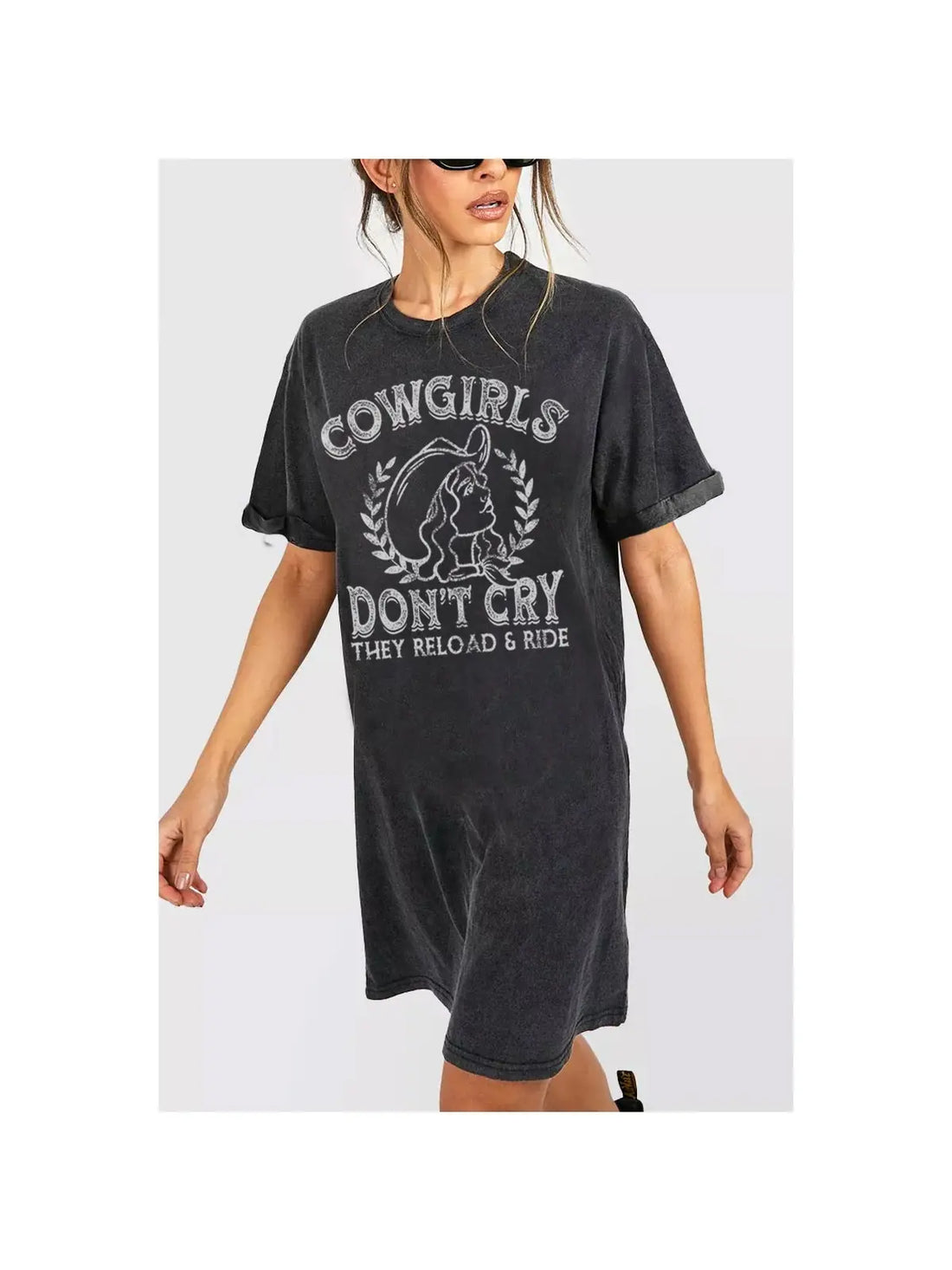 HRT&LUV COWGIRLS DONT CRY T-DRESS