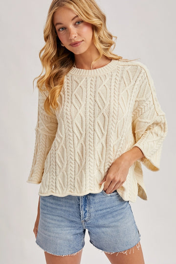 Bell Sleeve Cable Knit Sweater