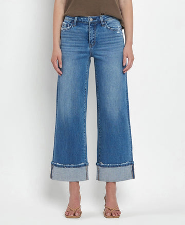 Flying Monkey High Rise Cuffed Wide Jeans