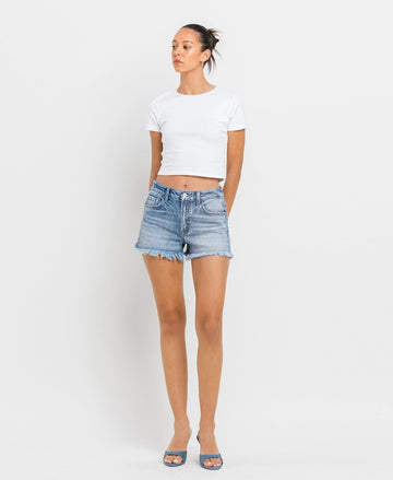 Vervet High Rise Frayed Hem A Line Shorts Darkroom