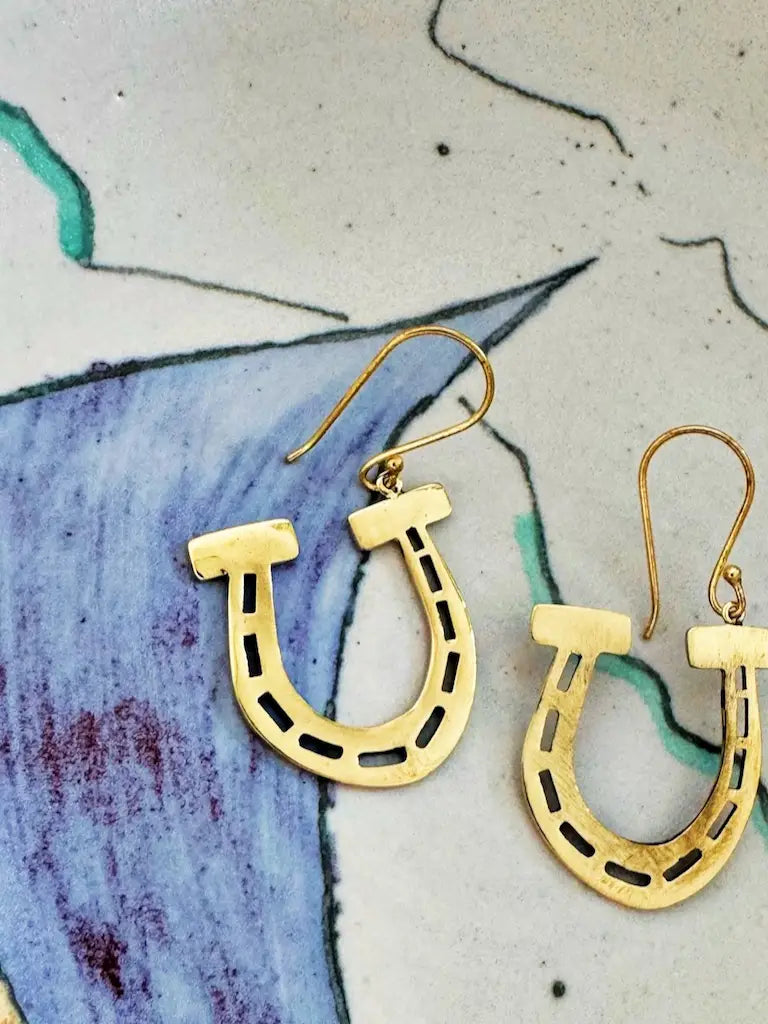 Handker Horseshoe Brass Earrings