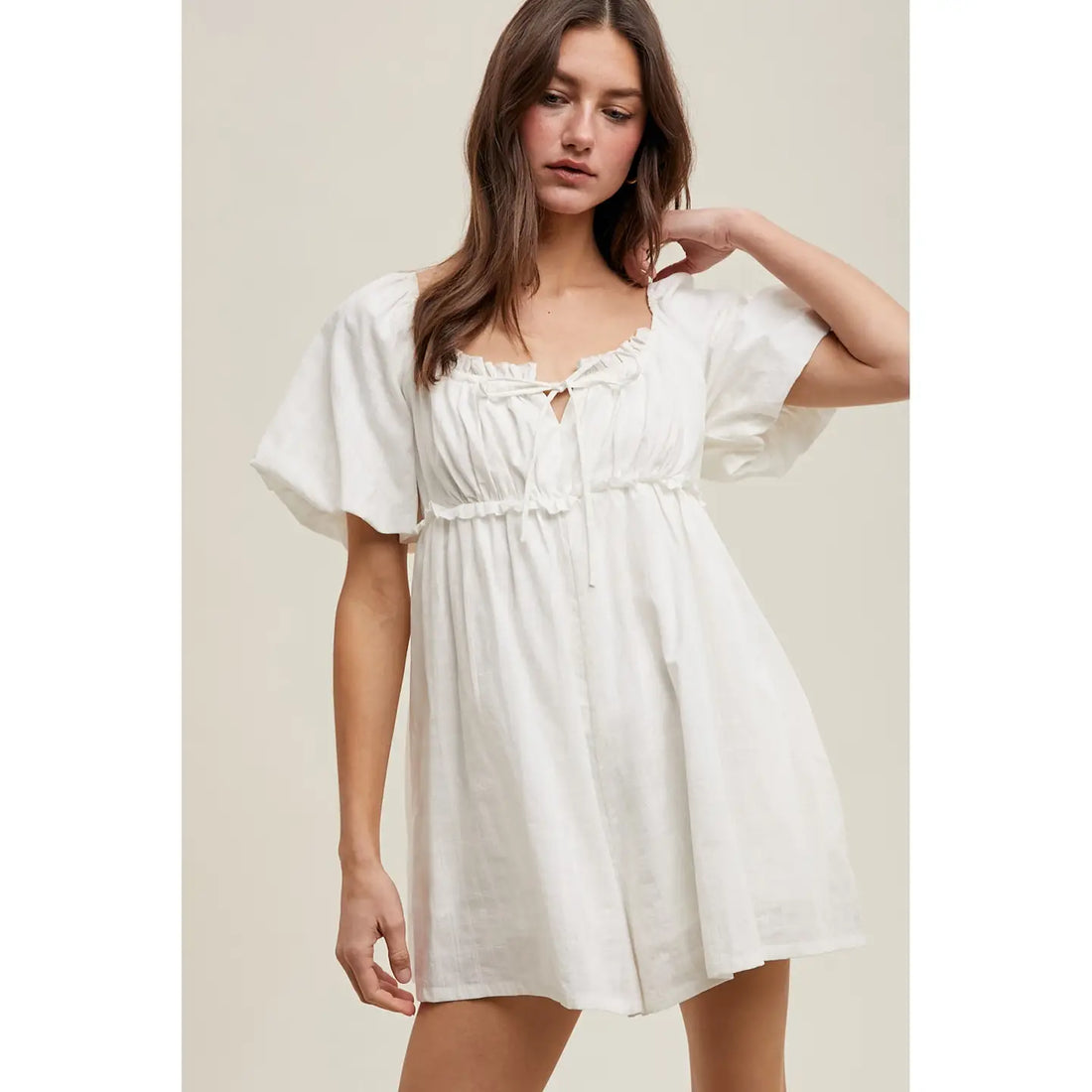 White Textured Romper