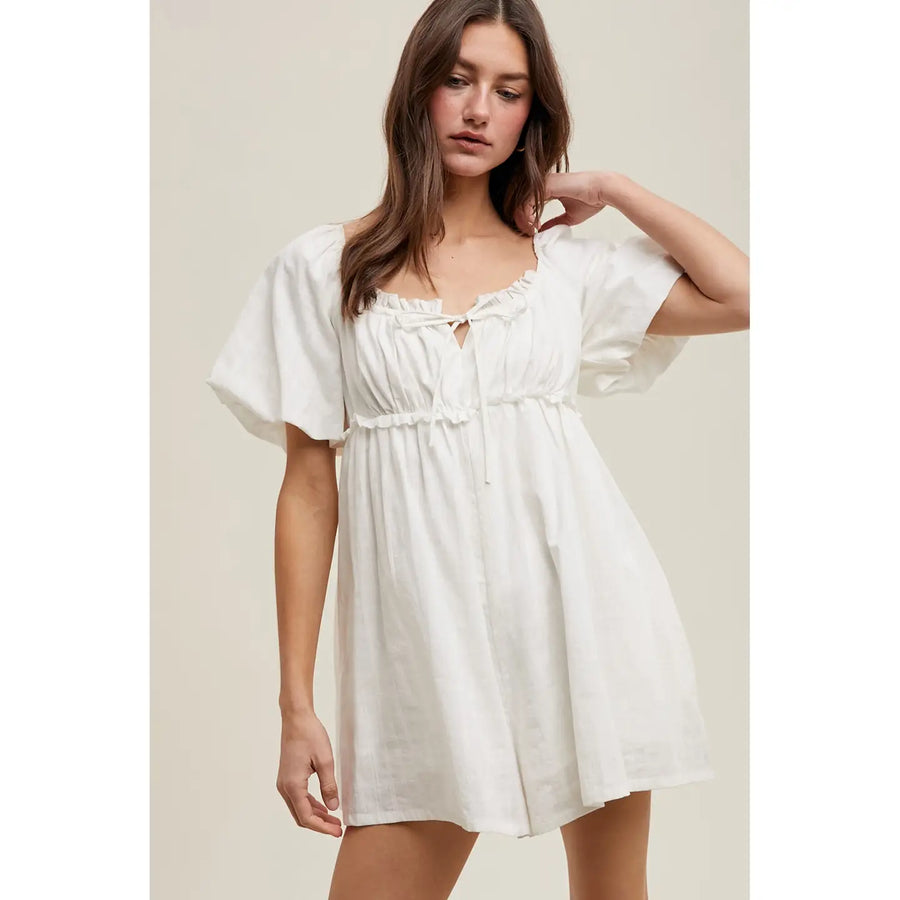 White Textured Romper