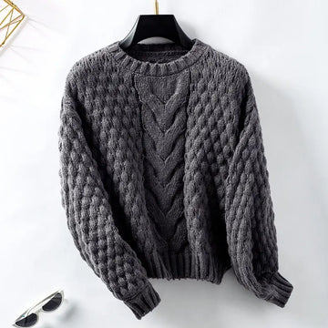 Miss Sparkling Chunky Knit Sweater - Grey