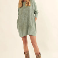 Promesa Solid Mineral Wash French Terry Shirt Dress