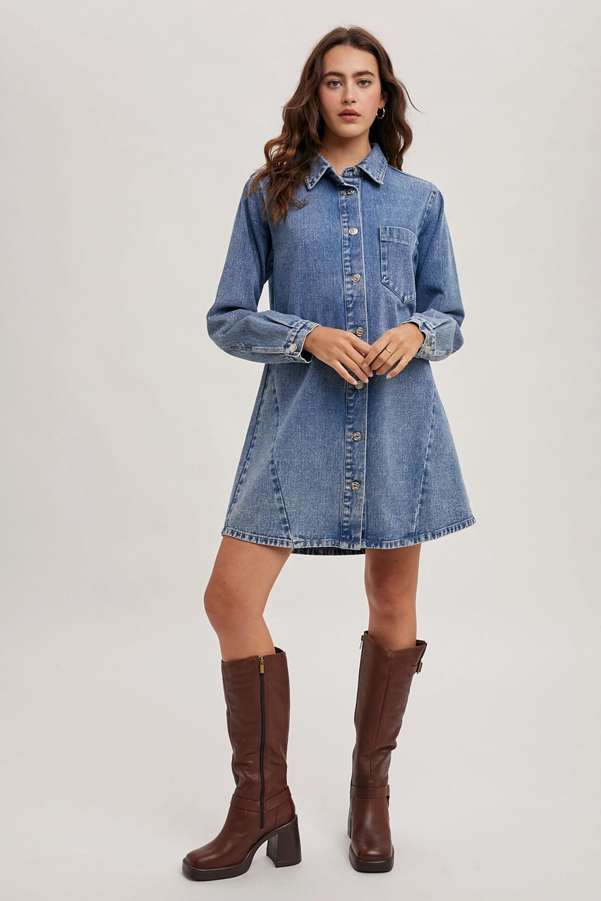 Bluivy Denim Button Down Shirt Dress