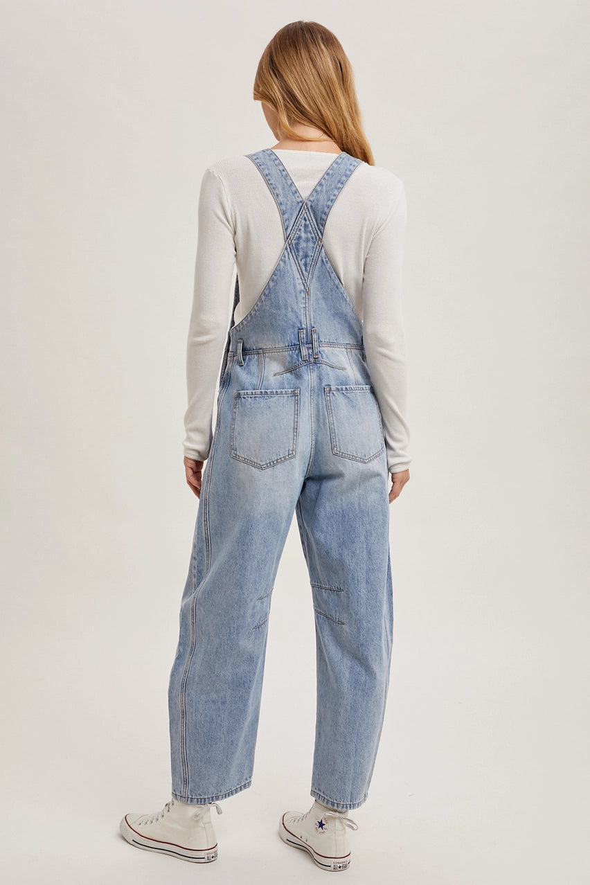 Bluivy Denim Barrel Overalls Light Wash