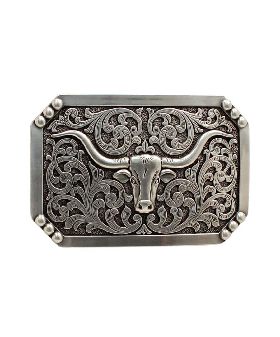 Nocona Rectangle Smooth Edge Scroll Longhorn 37596