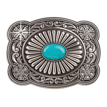 Blazin Roxx Rectangle Turquoise Fanned Stone Buckle 37974