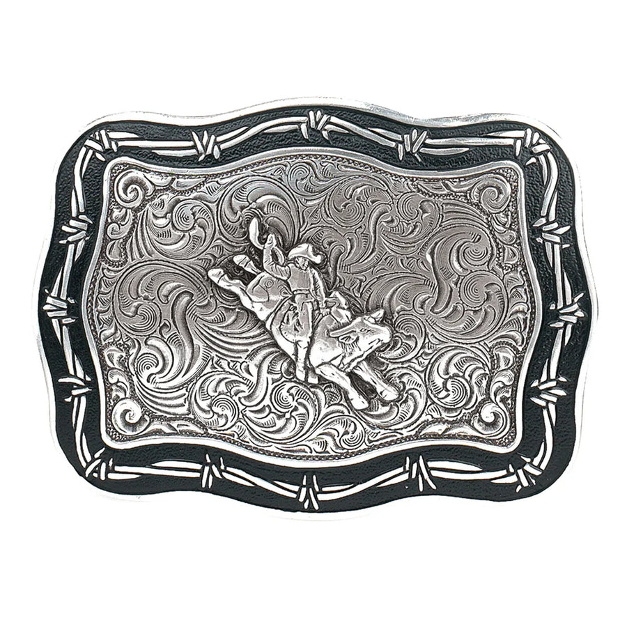 Crumrine Rectangle Barbwire Edge Bull Rider Buckle 38028