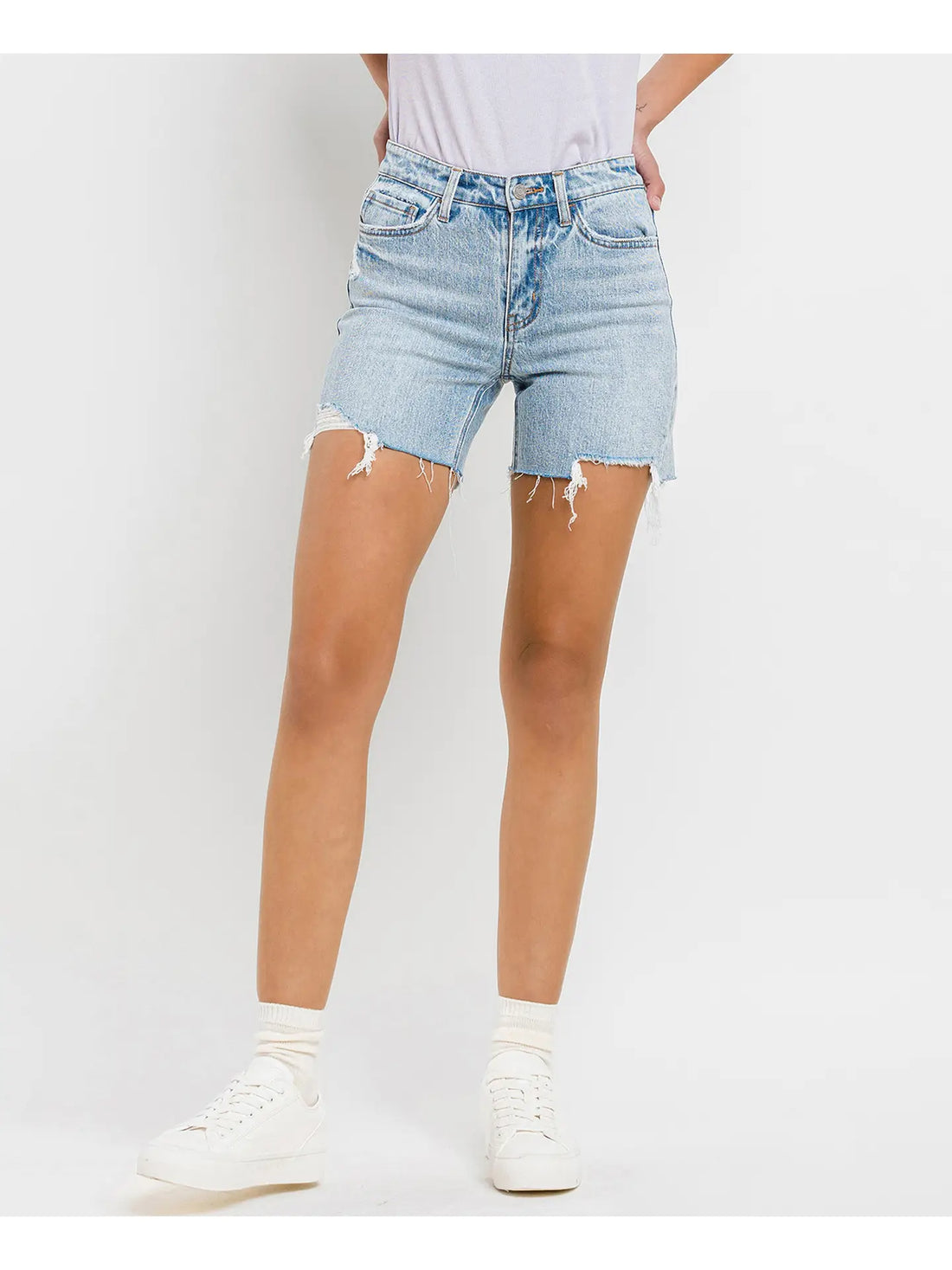 Vervet High Rise Midi Shorts Double Trouble