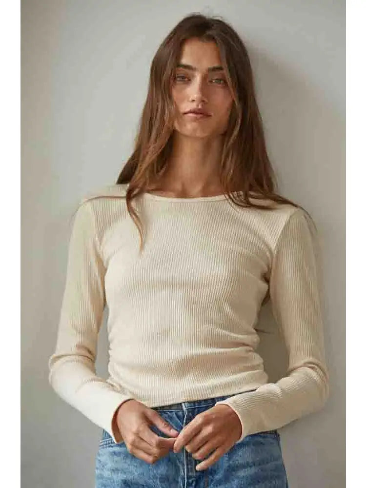 Cream Long Sleeve Top