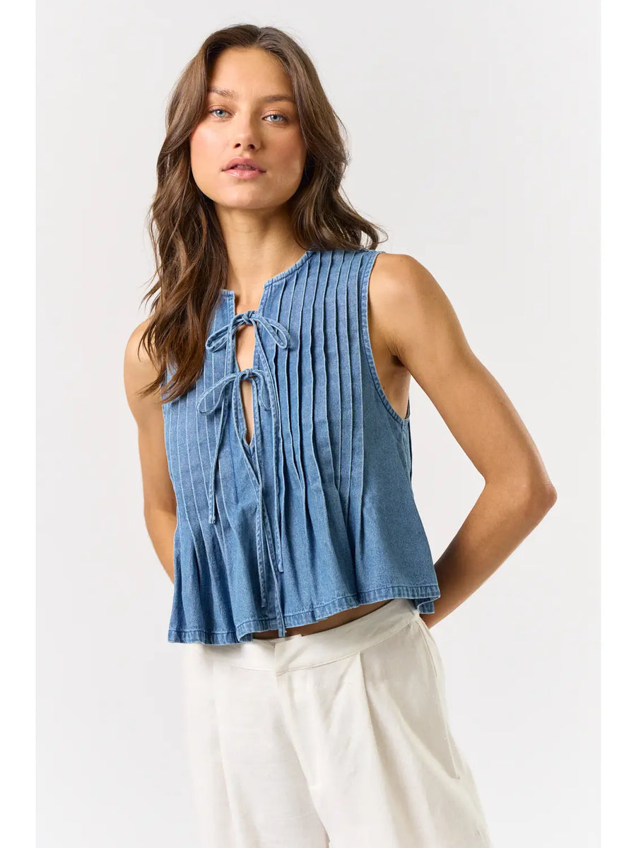 Denim Tie Top
