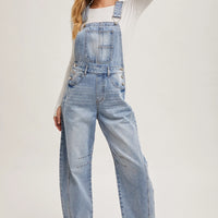 Bluivy Denim Barrel Overalls Light Wash