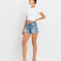 Vervet High Rise Frayed Hem A Line Shorts Darkroom