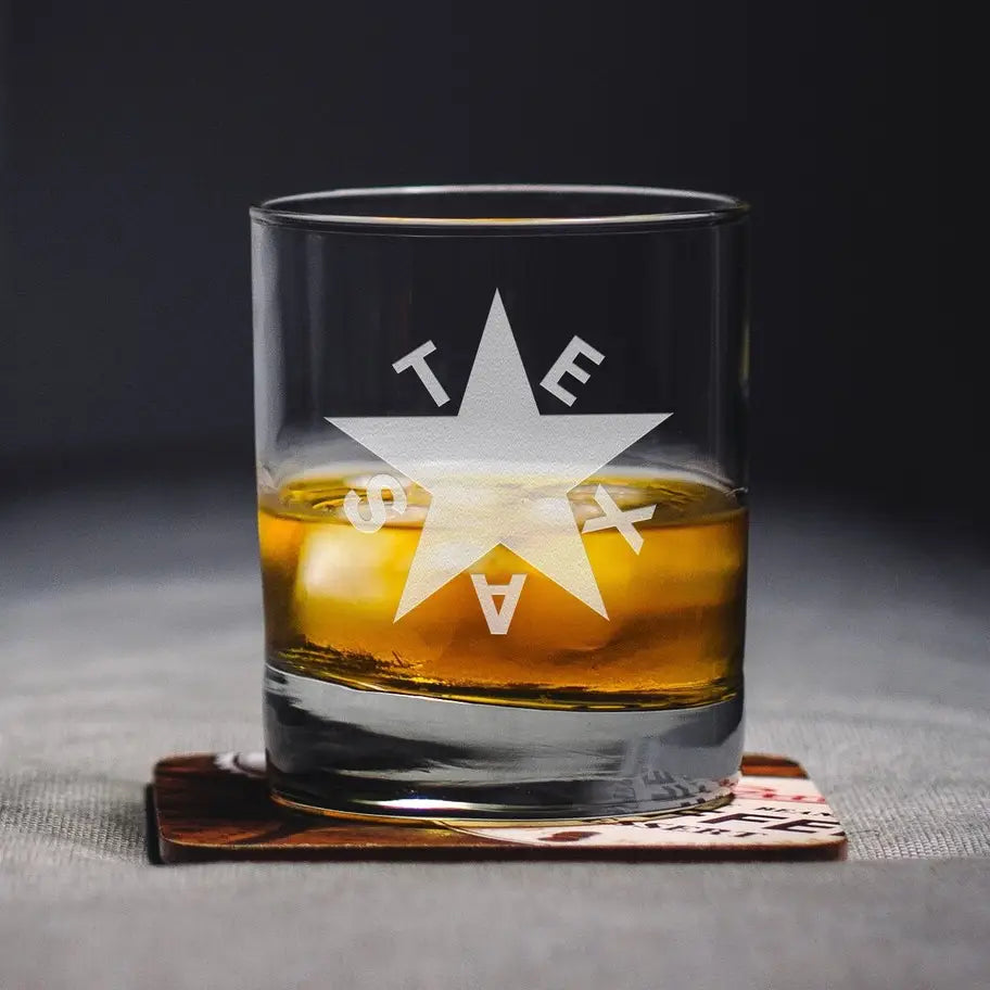 Bravo Glass Texas Star Whiskey Rocks Glass