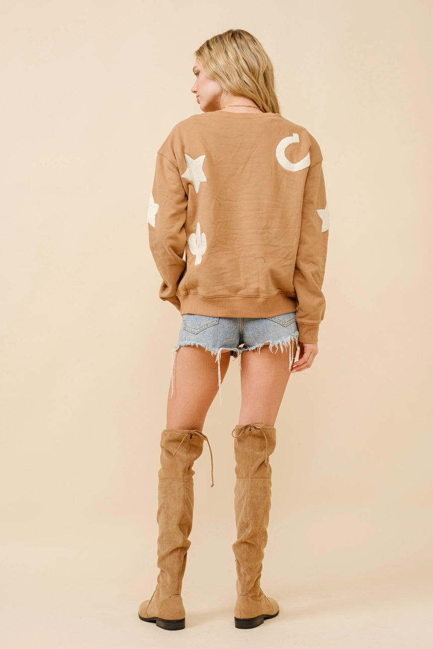 Blue B Western Textured Sweatshirt