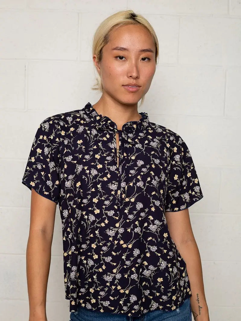 Navy Floral Top