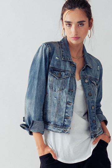 Urban Daizy Vintage Washed Crop Denim Jacket