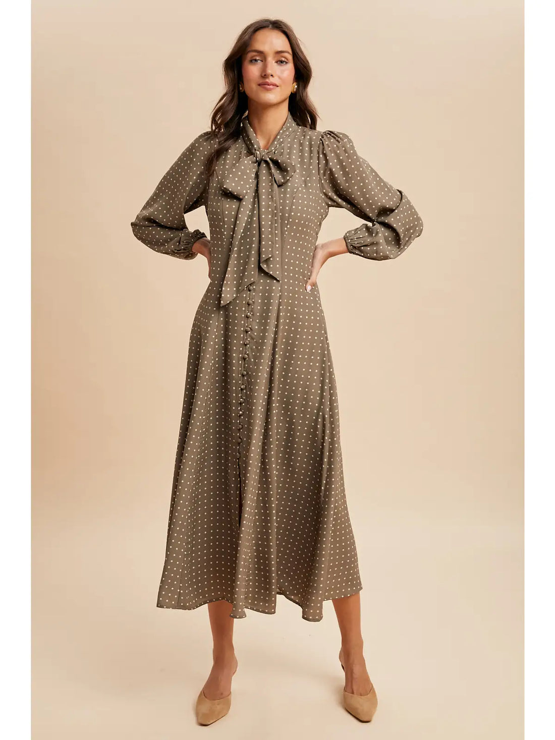 Satin Polka Dot Maxi Dress