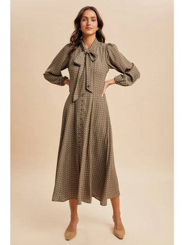 Satin Polka Dot Maxi Dress