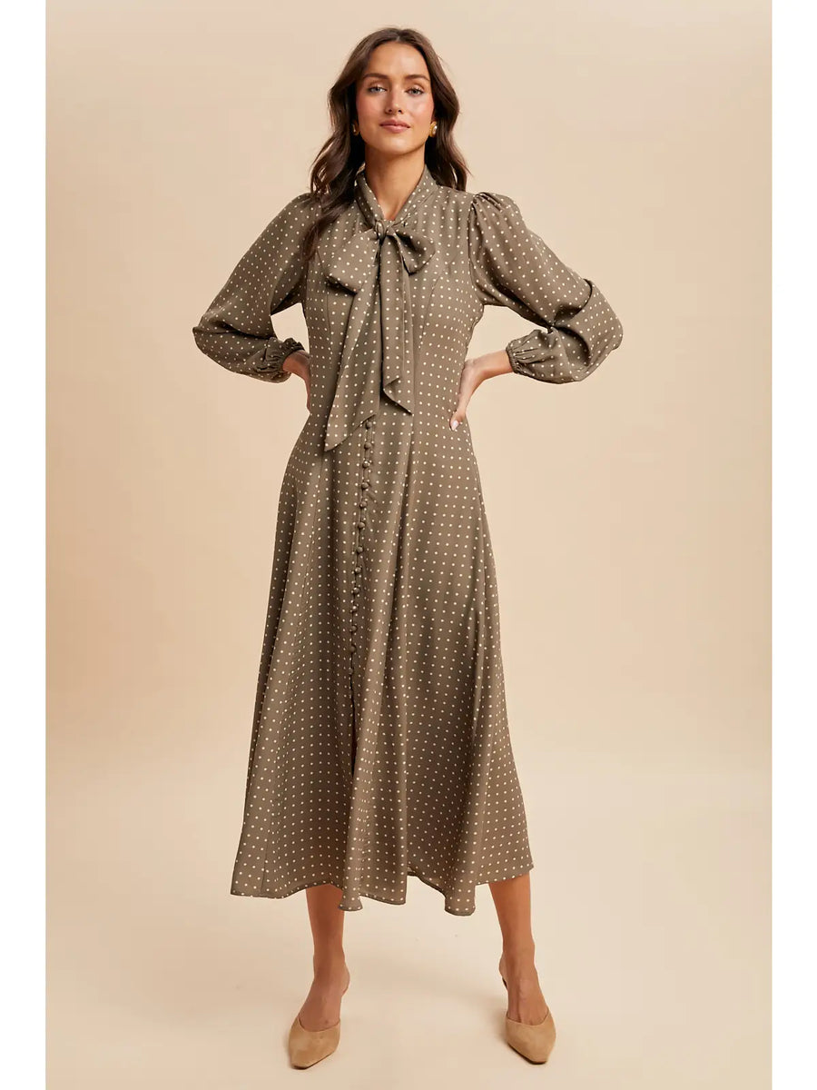 Satin Polka Dot Maxi Dress