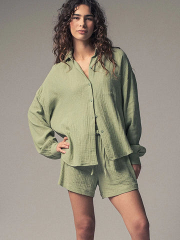 Crinkle Cotton Button Up Set
