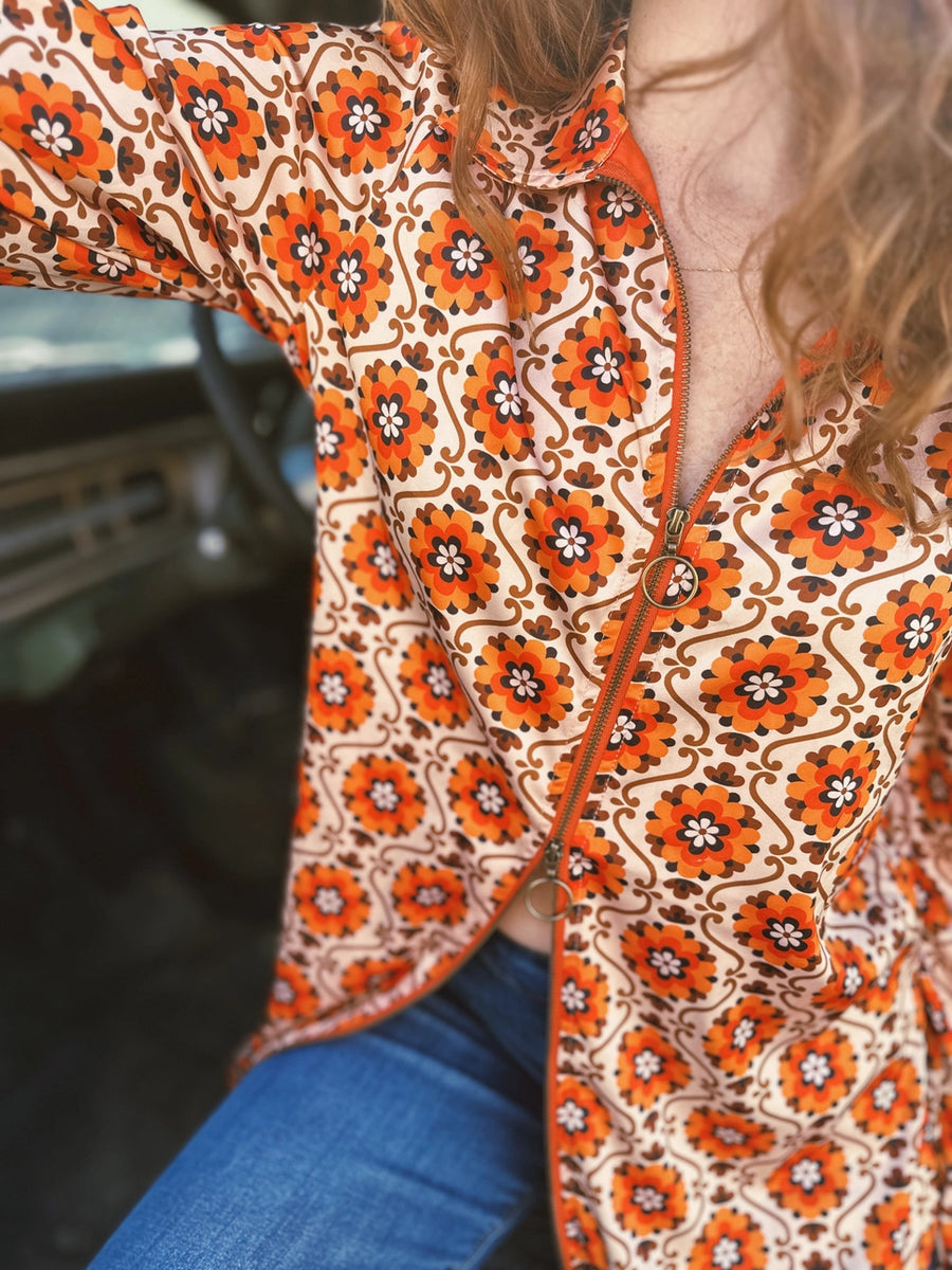 Lil Bees Bohemian California Poppy Zipper Blouse