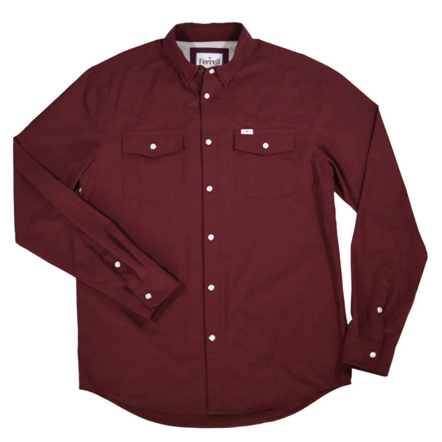 Ferrell Brand Maroon Long Sleeve Snap Shirt