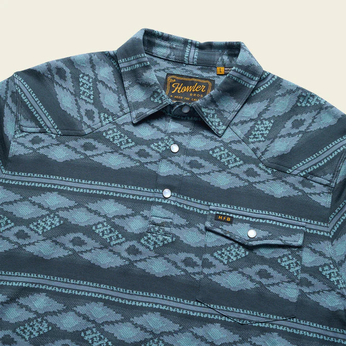 Howler Bros Ranchero Jacquard Polo - Zango Blue Shimmer