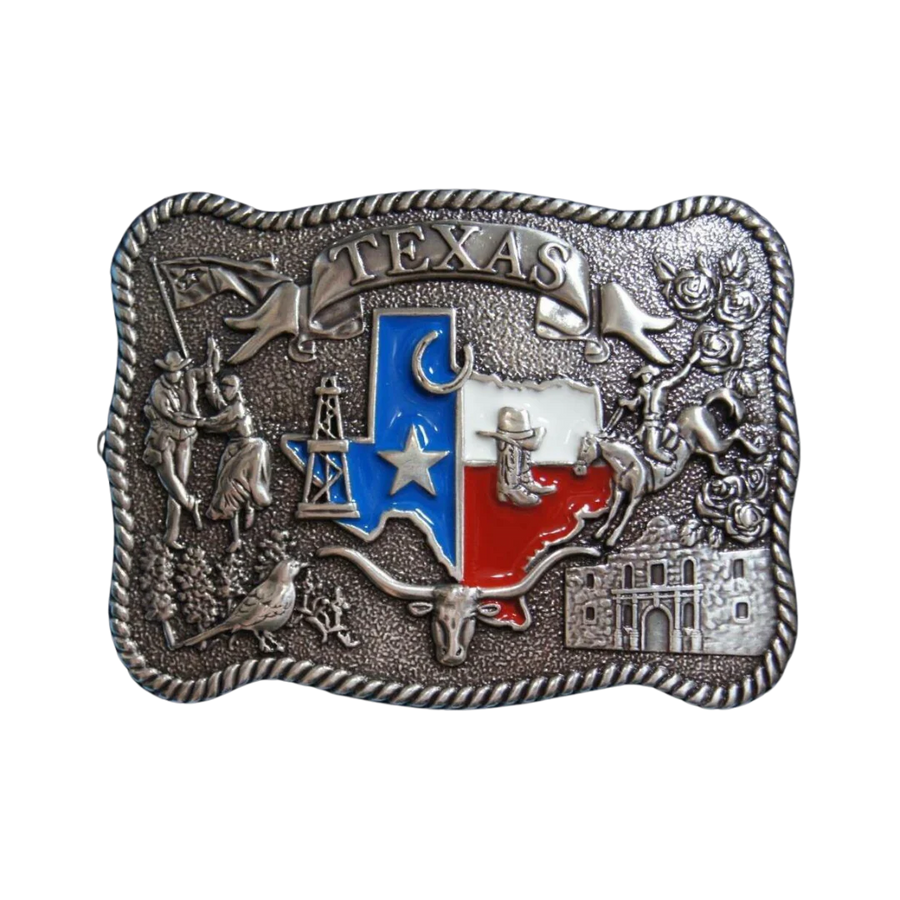 Nocona Rectangle Rope Edge Texas State Buckle 37924