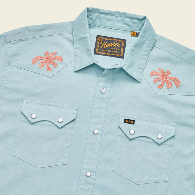 Howler Bros Crosscut Deluxe Shortsleeve Shirt Fronds Nile Blue