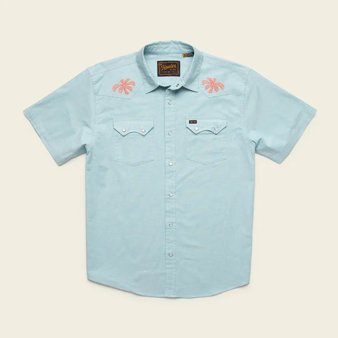 Howler Bros Crosscut Deluxe Shortsleeve Shirt Fronds Nile Blue