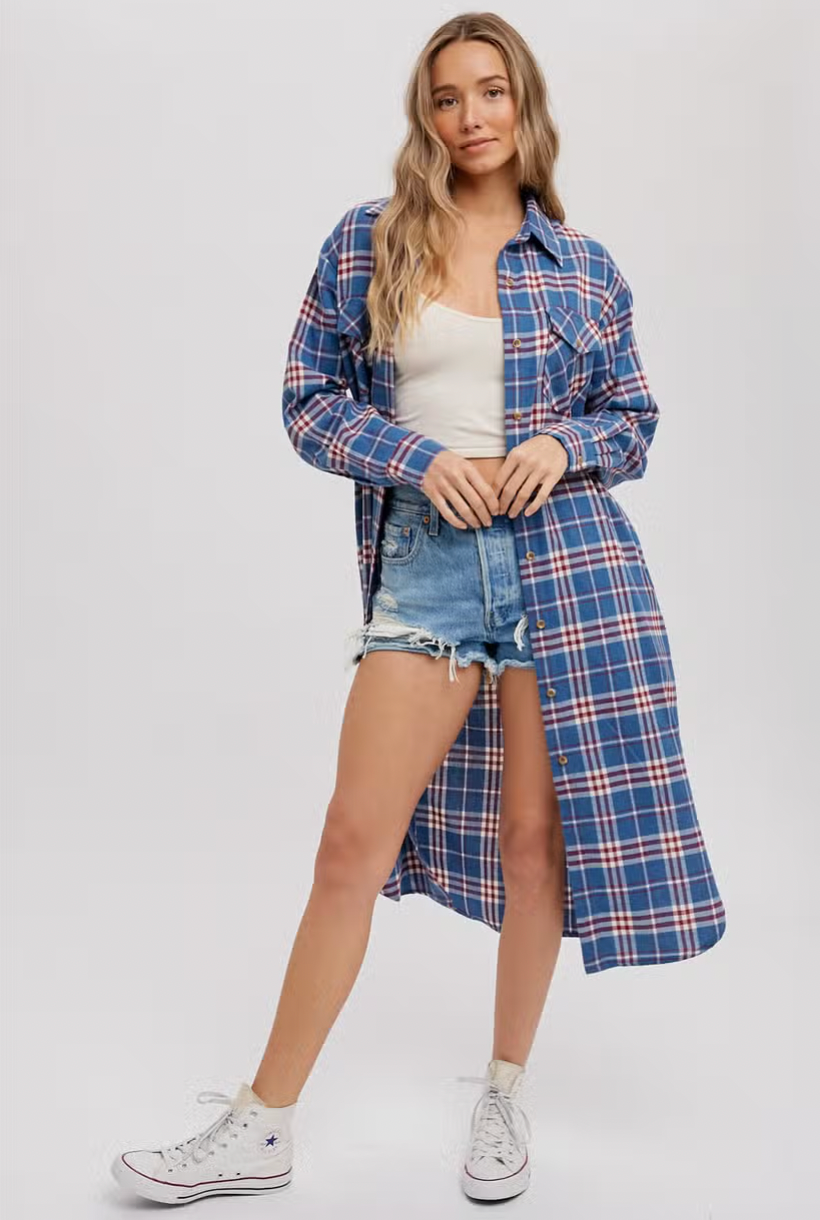 BluIvy Flannel Plaid Longline Shirt