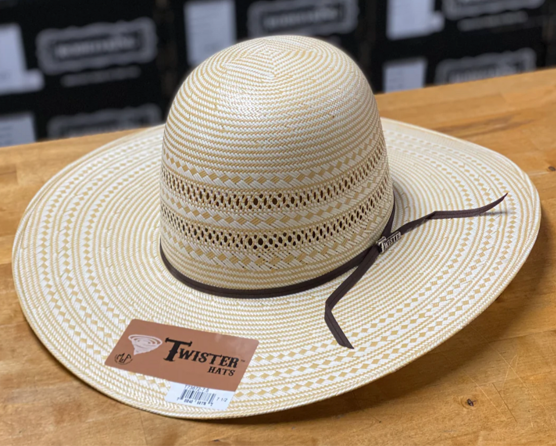 TWISTER  20X OPEN CROWN 4 1/2" TAN 2-TONE STRAW HAT