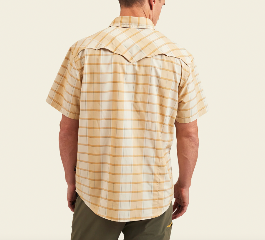 Howler Bros Open Country Tech Shirt - Braden Plaid: Brown Rice