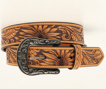 Nocona Women's Sunflower Tooled Leather Belt