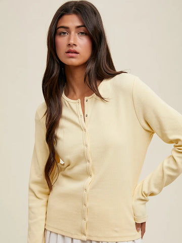 Butter Yellow Button Up Top