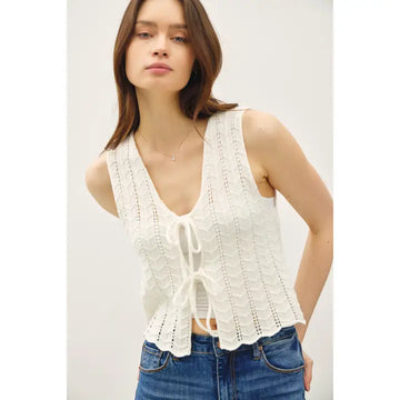 Wavy Knit Tie Vest