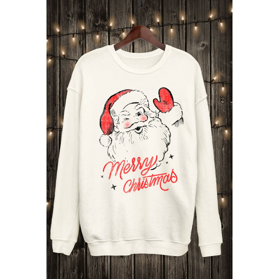 HRT & LUV Merry Christmas Santa Sweatshirt White