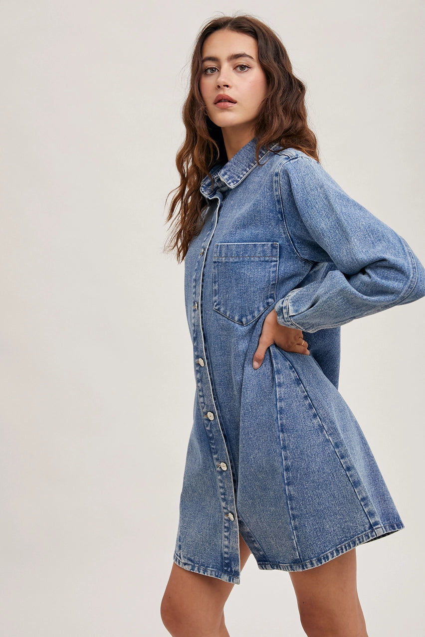 Bluivy Denim Button Down Shirt Dress