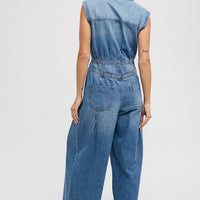 Bluivy Denim Sleeveless Shirt Jumpsuit