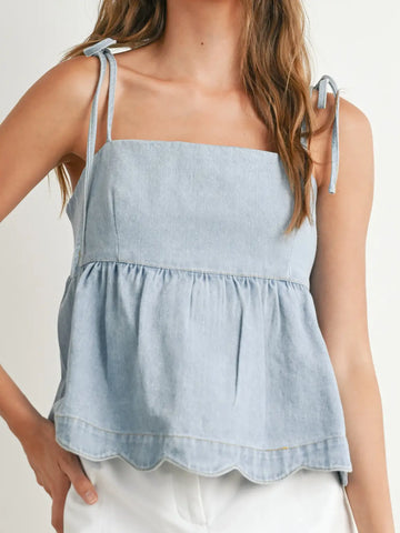 Denim Tie-Strap Top