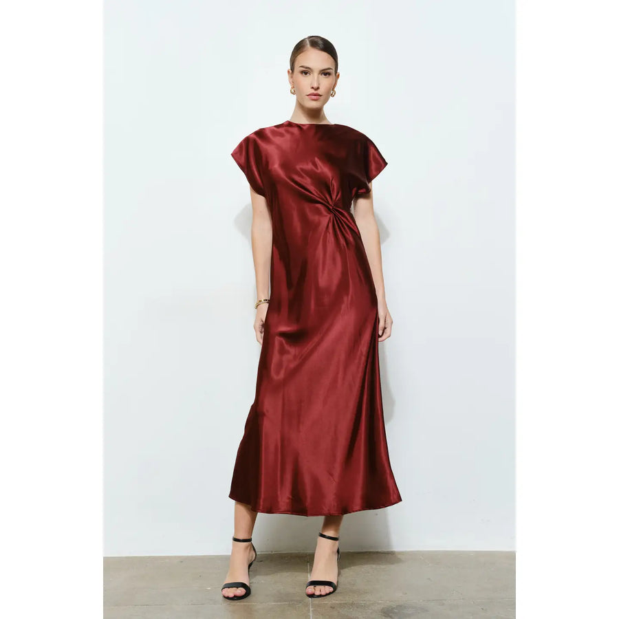 Holiday Satin Midi Dress