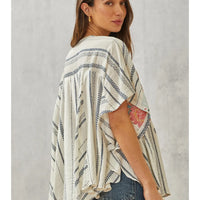 Andrée by Unit Woven Poncho Top with Floral Embroidery