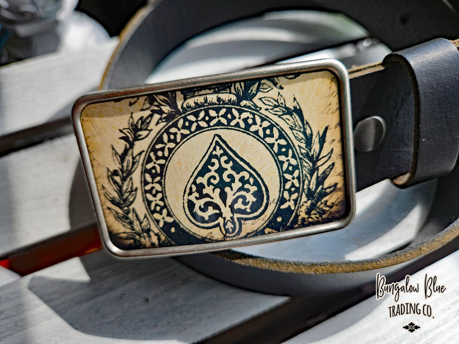 Bungalow Blue Ace of Spades Belt Buckle