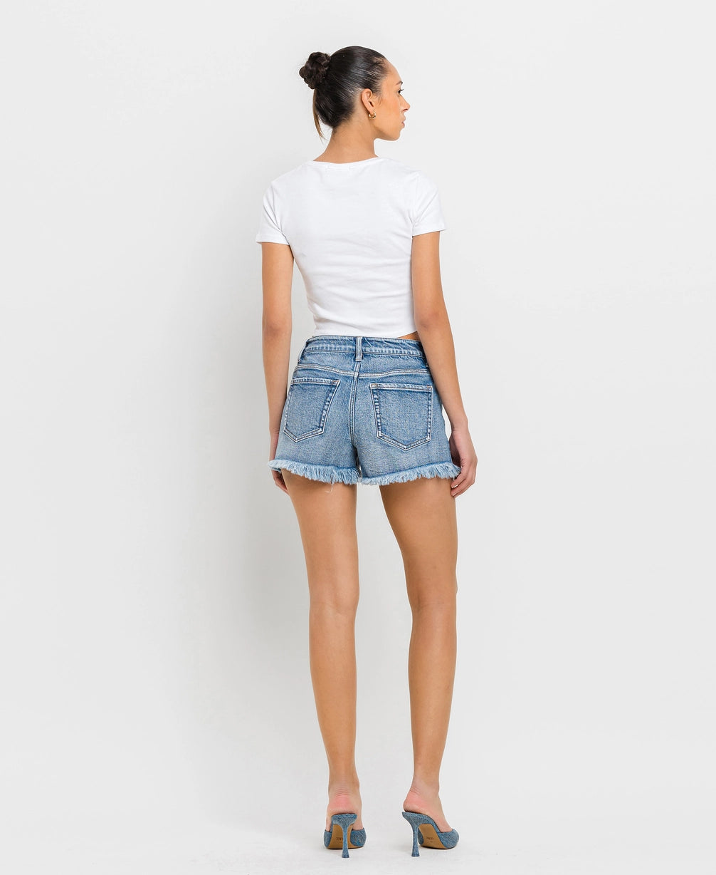 Vervet High Rise Frayed Hem A Line Shorts Darkroom