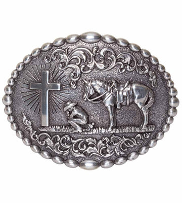 Nocona Oval Dot Edge Cowboy Prayer Buckle 37374