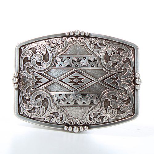 Nocona Rectangle Aztec Floral Buckle 37019